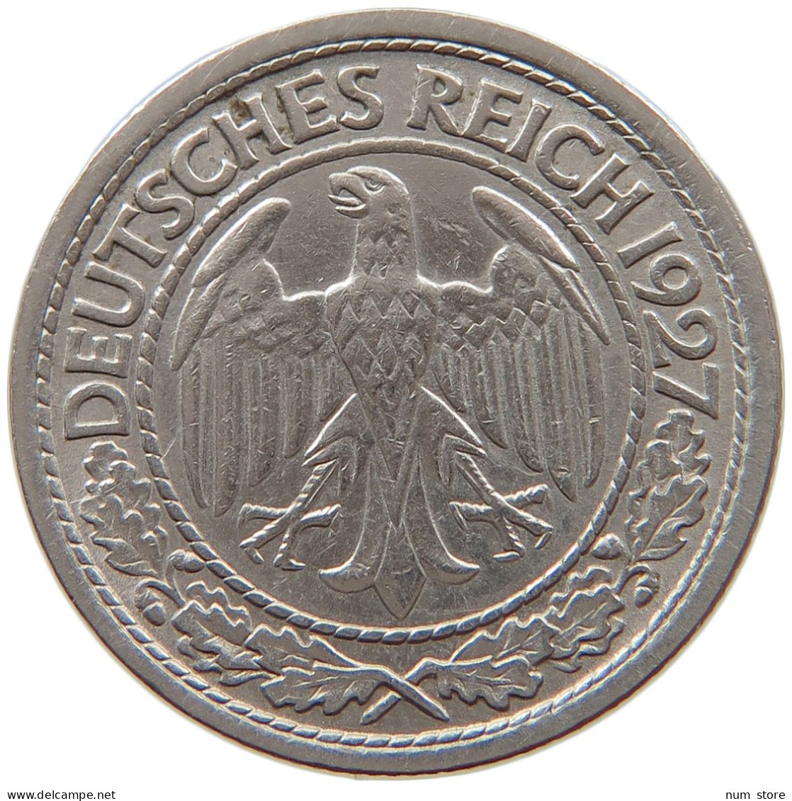 WEIMARER REPUBLIK 50 PFENNIG 1927 J  #c066 0015 - 50 Rentenpfennig & 50 Reichspfennig