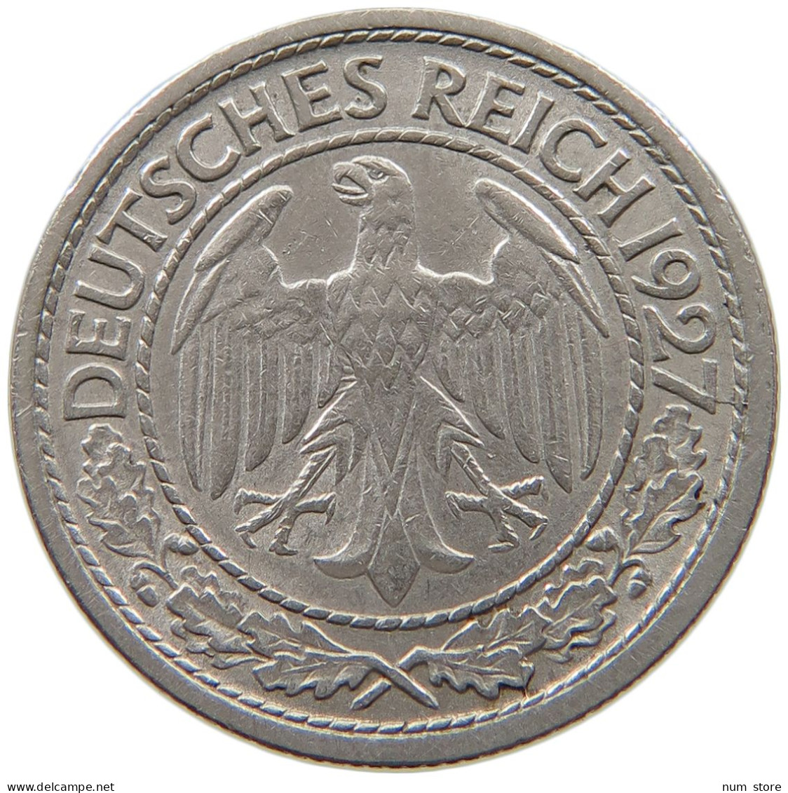 WEIMARER REPUBLIK 50 PFENNIG 1927 J  #a034 0817 - 50 Rentenpfennig & 50 Reichspfennig