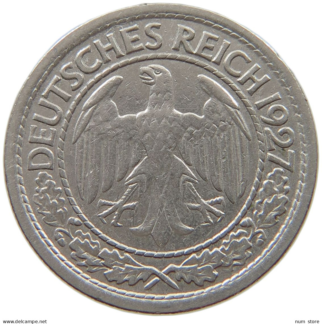 WEIMARER REPUBLIK 50 PFENNIG 1927 E  #s040 0401 - 50 Rentenpfennig & 50 Reichspfennig