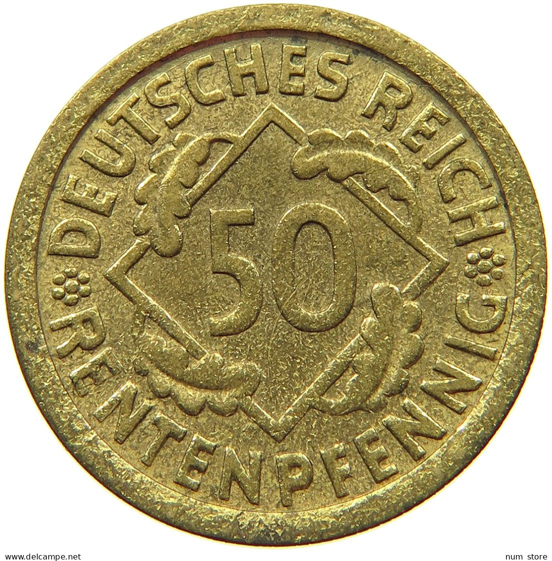 WEIMARER REPUBLIK 50 PFENNIG 1924 F  #t145 0027 - 50 Rentenpfennig & 50 Reichspfennig