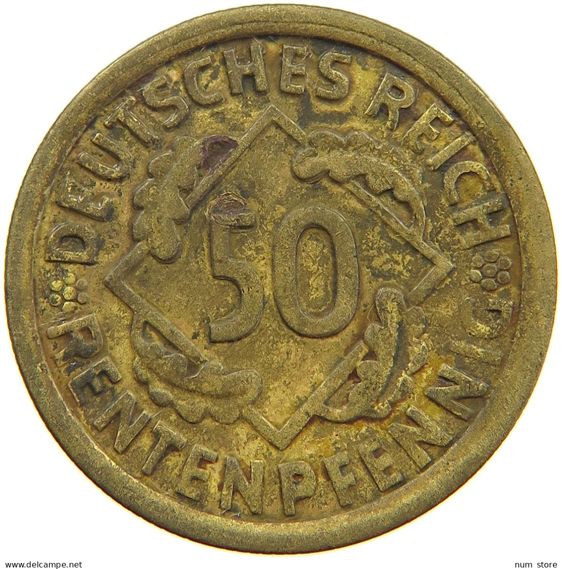 WEIMARER REPUBLIK 50 PFENNIG 1924 F  #a093 0855 - 50 Rentenpfennig & 50 Reichspfennig