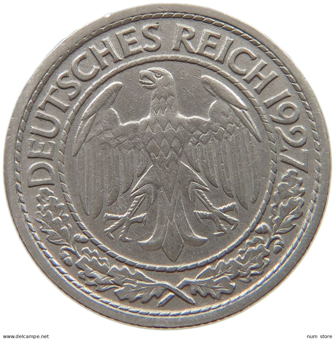 WEIMARER REPUBLIK 50 PFENNIG 1927 F  #s040 0405 - 50 Rentenpfennig & 50 Reichspfennig