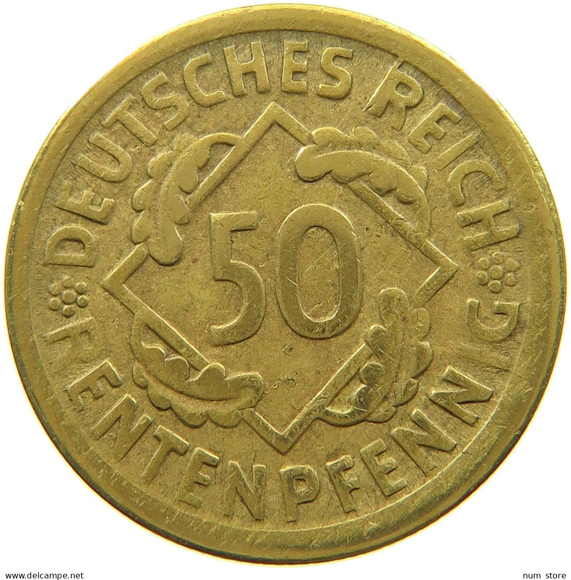 WEIMARER REPUBLIK 50 PFENNIG 1924 D  #a074 0153 - 50 Renten- & 50 Reichspfennig