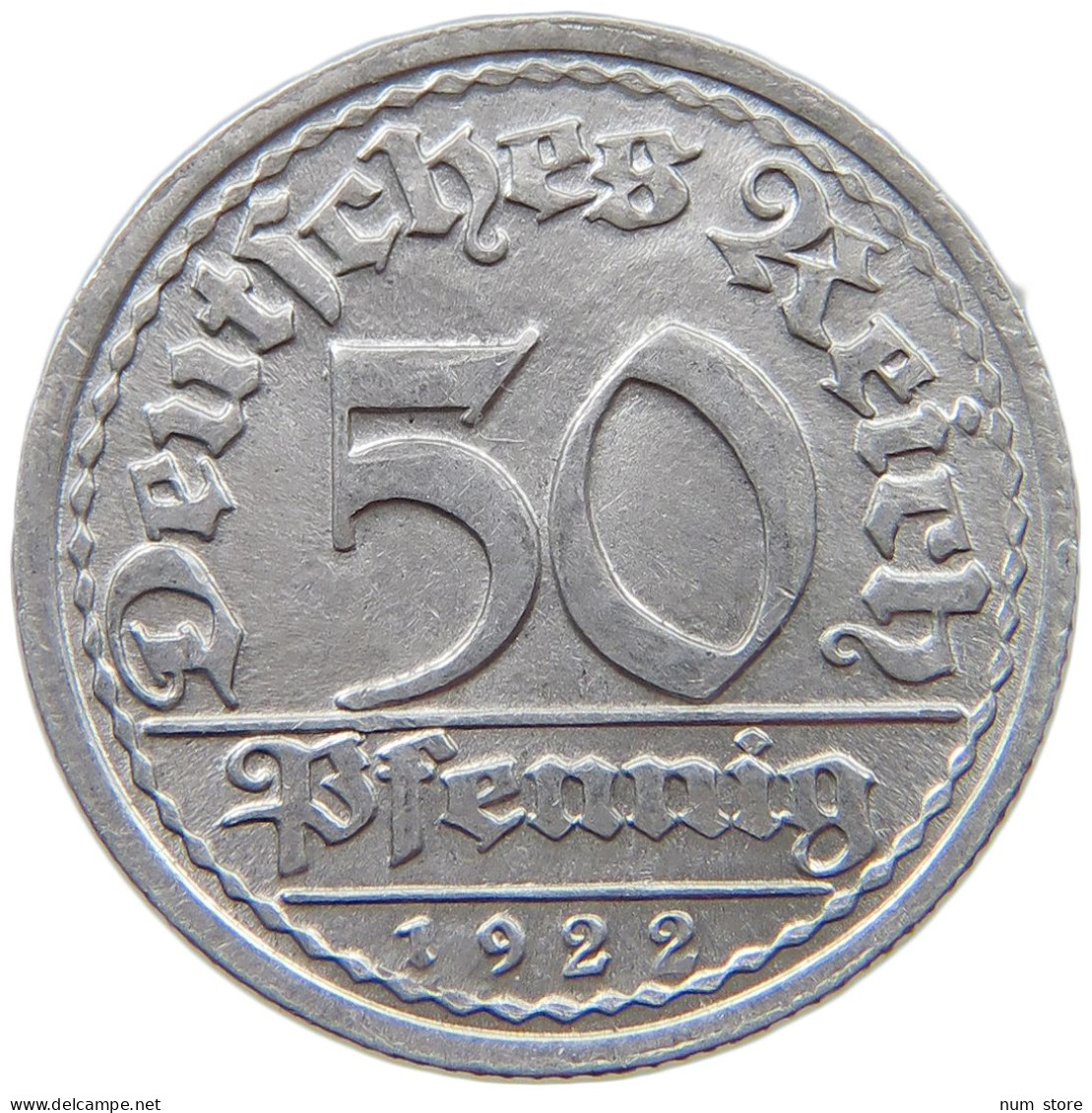 WEIMARER REPUBLIK 50 PFENNIG 1922 G  #s042 0631 - 50 Renten- & 50 Reichspfennig
