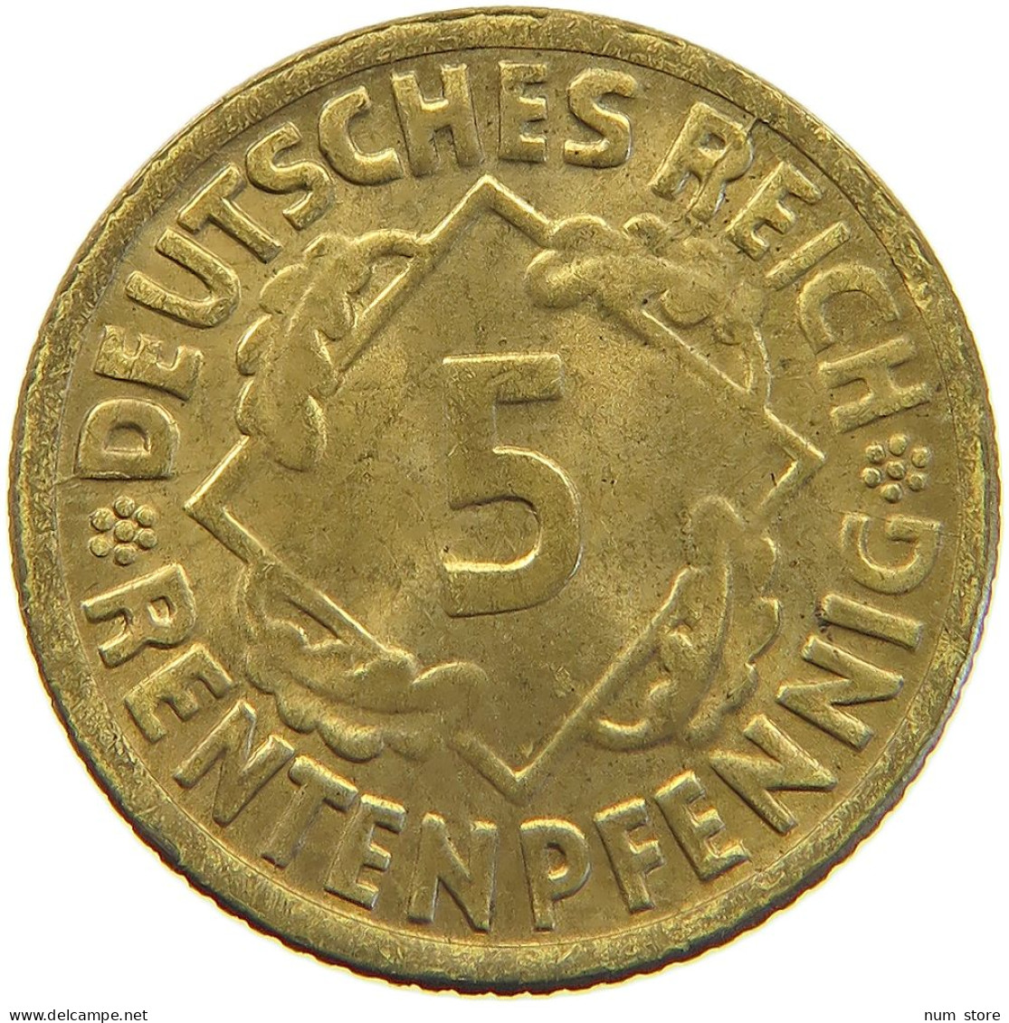 WEIMARER REPUBLIK 5 PFENNIG 1924 F MINTING ERROR F #a053 0377 - 5 Rentenpfennig & 5 Reichspfennig