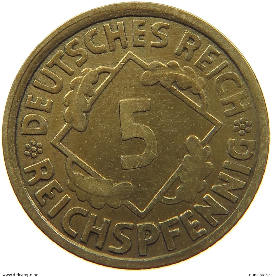 WEIMARER REPUBLIK 5 PFENNIG 1925 F OFF-CENTER #a055 0583 - 5 Rentenpfennig & 5 Reichspfennig