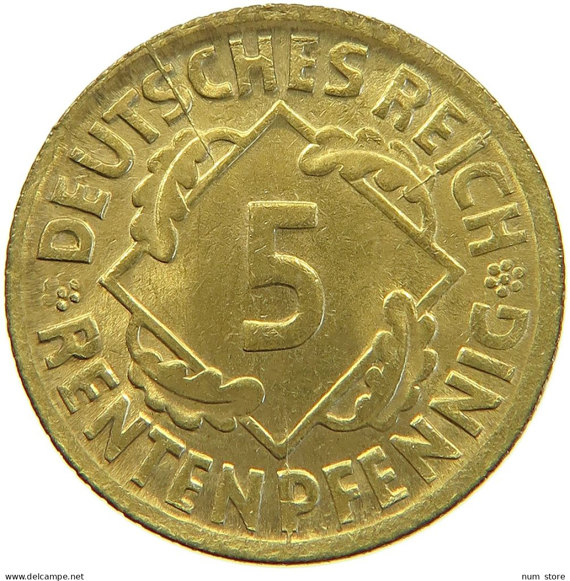 WEIMARER REPUBLIK 5 PFENNIG 1924 D DIE ERROR #a053 0369 - 5 Rentenpfennig & 5 Reichspfennig