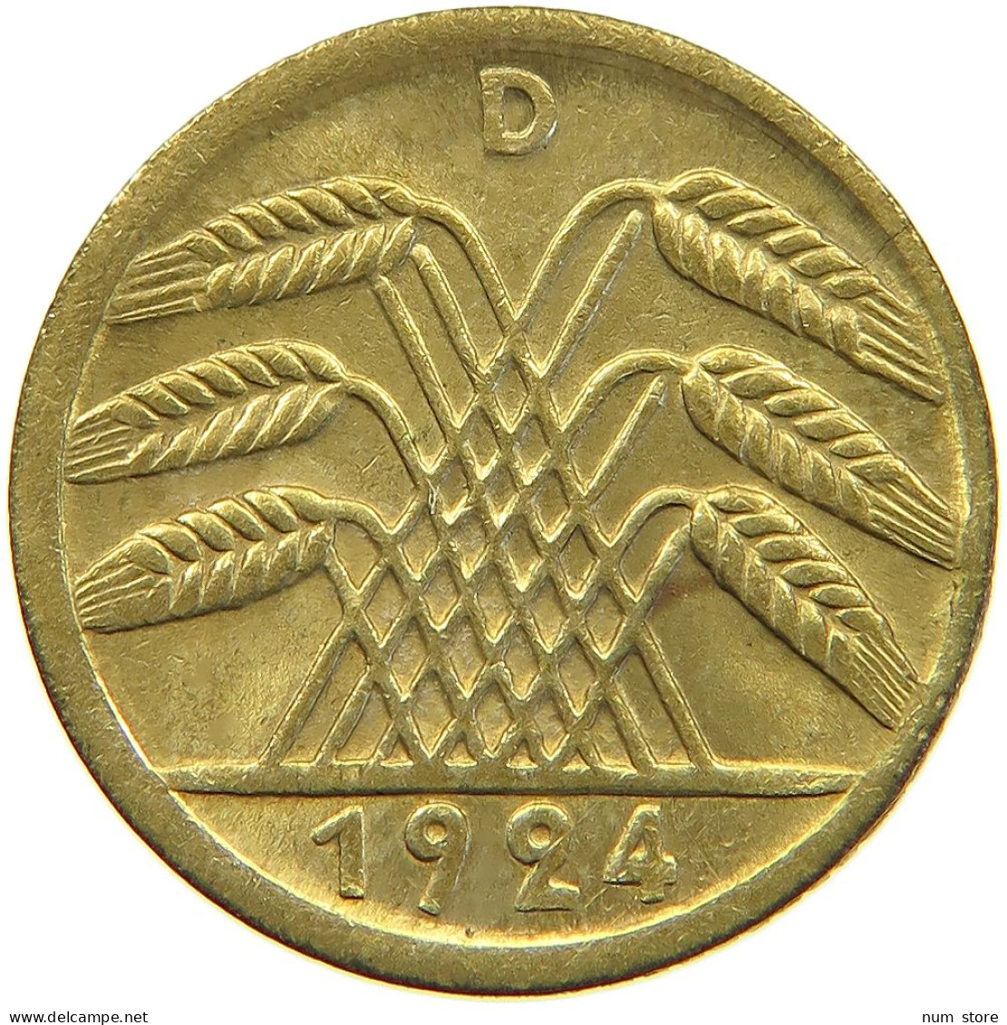 WEIMARER REPUBLIK 5 PFENNIG 1924 D DIE ERROR #a053 0369 - 5 Rentenpfennig & 5 Reichspfennig