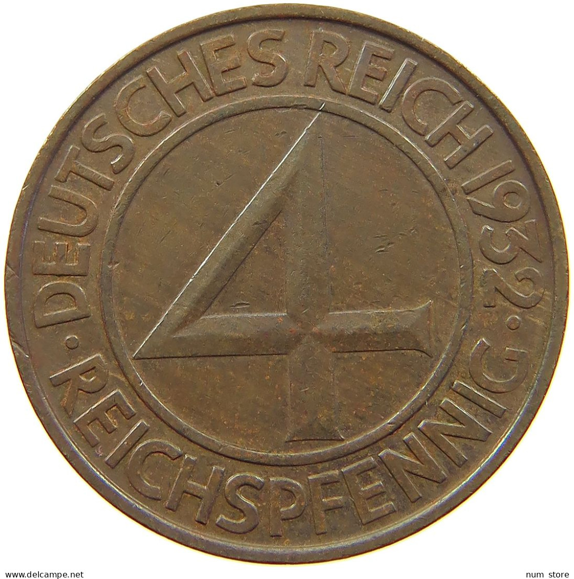 WEIMARER REPUBLIK 4 PFENNIG 1932 DD  #a010 0633 - 4 Reichspfennig