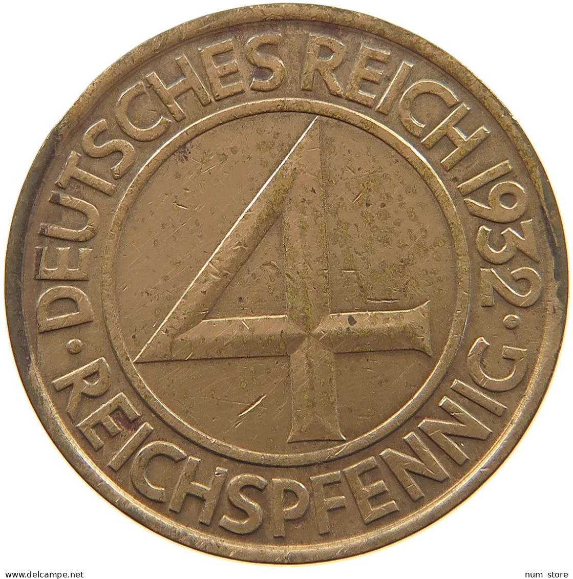 WEIMARER REPUBLIK 4 PFENNIG 1932 A  #c080 0493 - 4 Reichspfennig