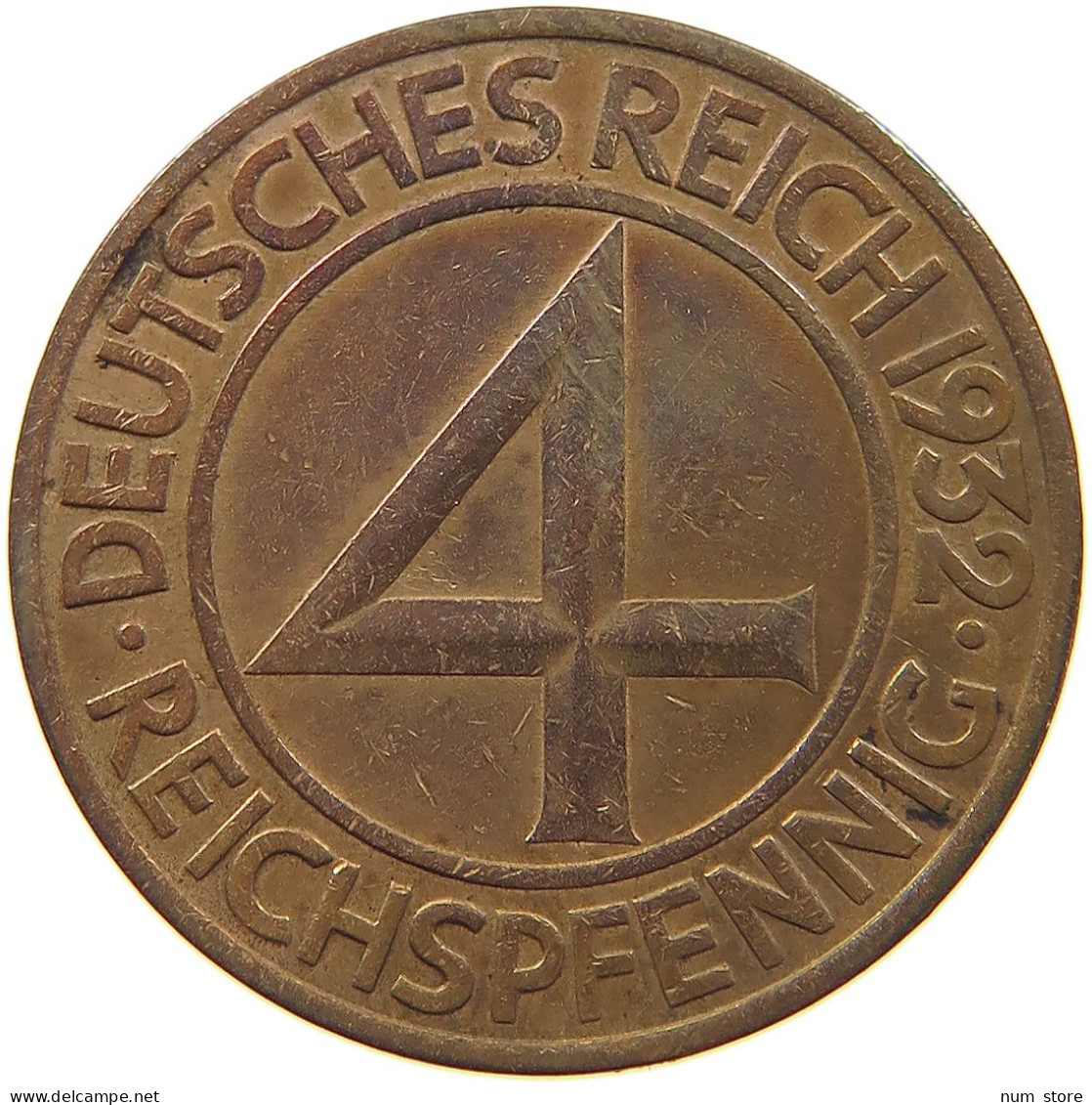 WEIMARER REPUBLIK 4 PFENNIG 1932 A  #c080 0491 - 4 Reichspfennig