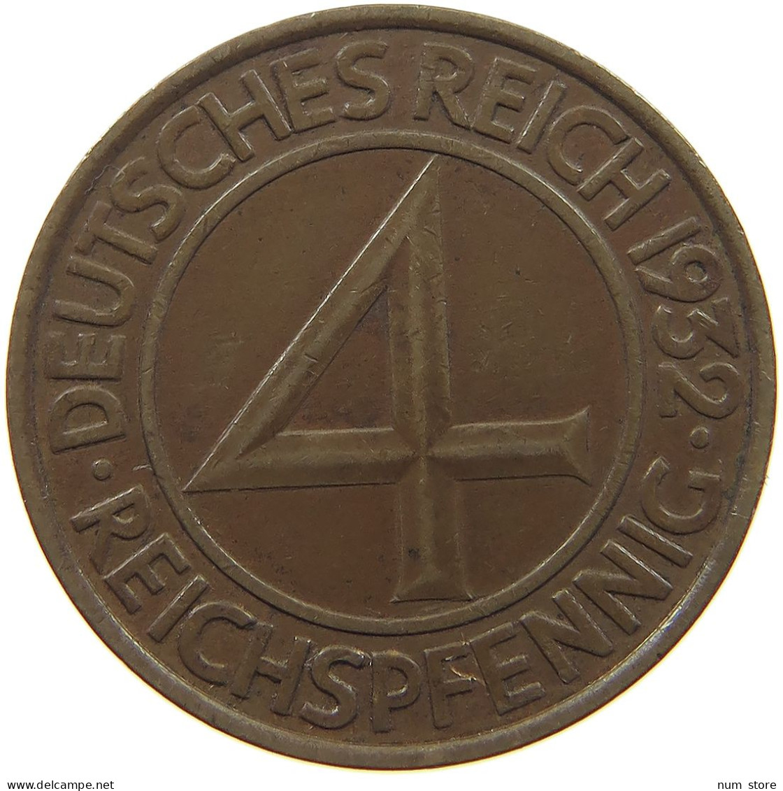 WEIMARER REPUBLIK 4 PFENNIG 1932 A  #c080 0497 - 4 Reichspfennig