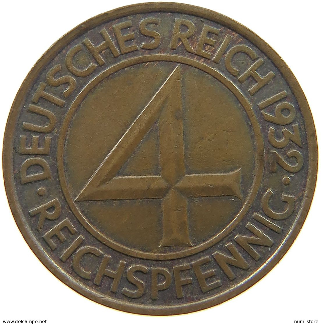 WEIMARER REPUBLIK 4 PFENNIG 1932 A  #c080 0485 - 4 Reichspfennig