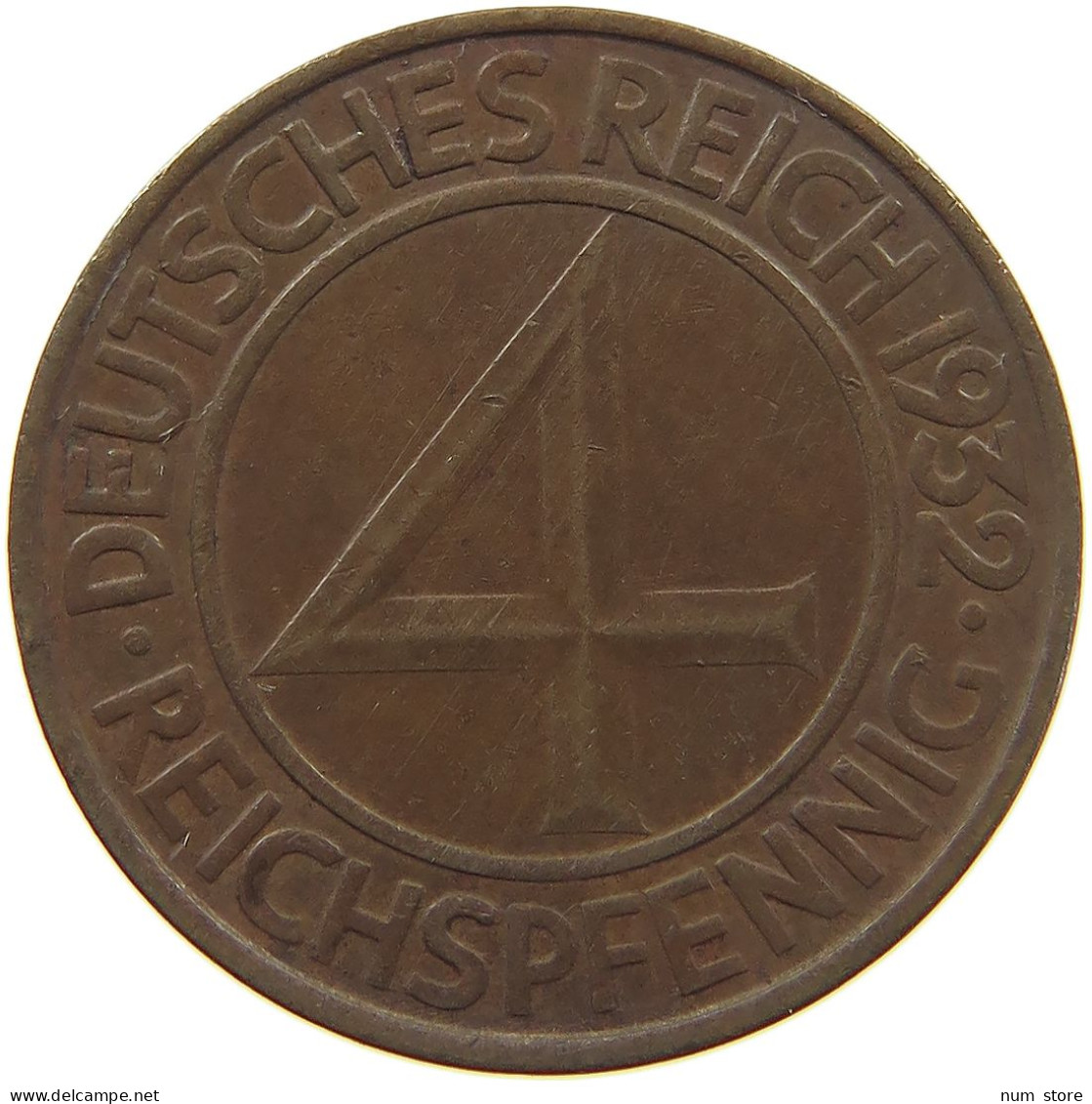 WEIMARER REPUBLIK 4 PFENNIG 1932 A  #c080 0495 - 4 Reichspfennig