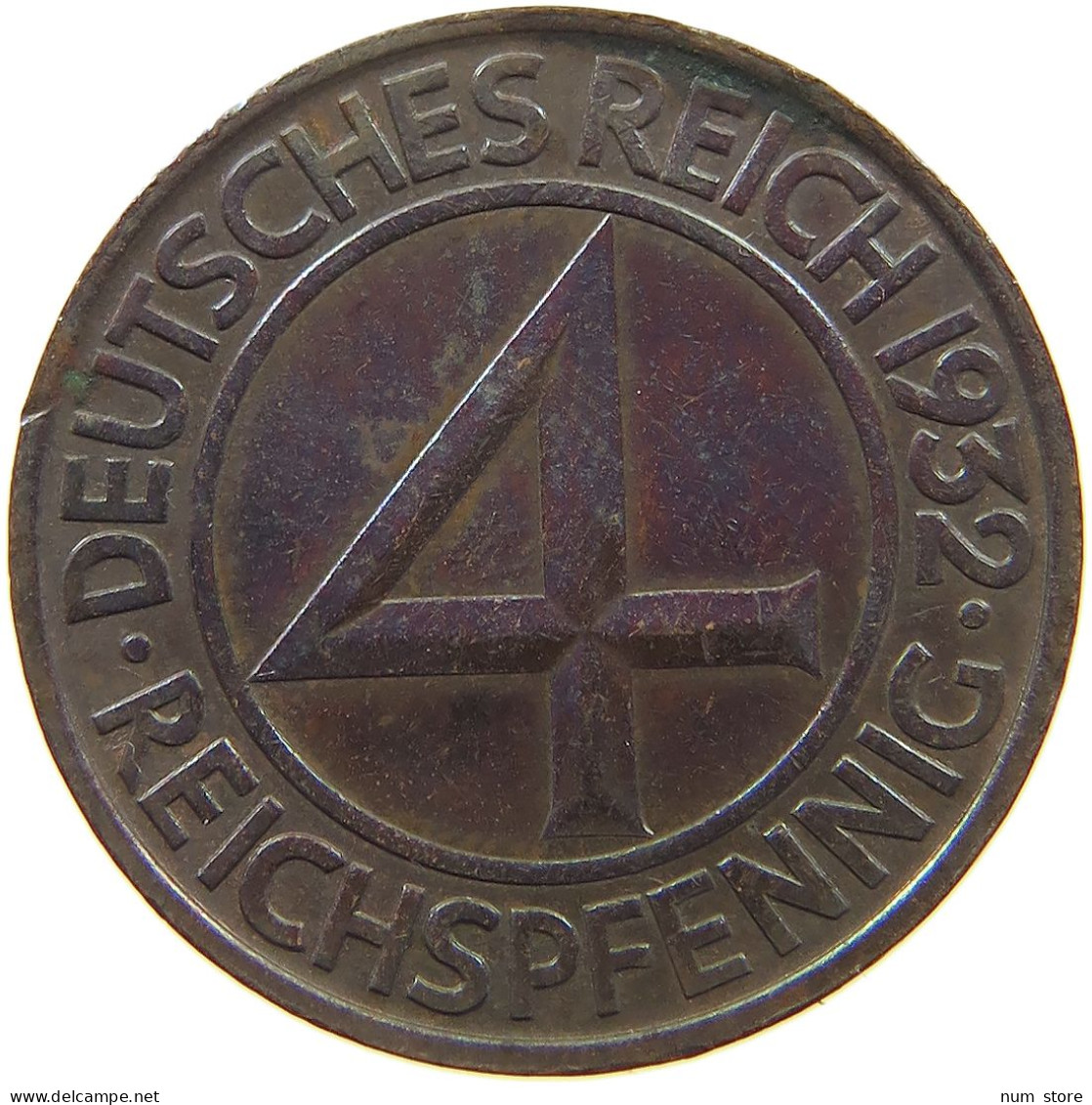 WEIMARER REPUBLIK 4 PFENNIG 1932 A  #c080 0489 - 4 Reichspfennig