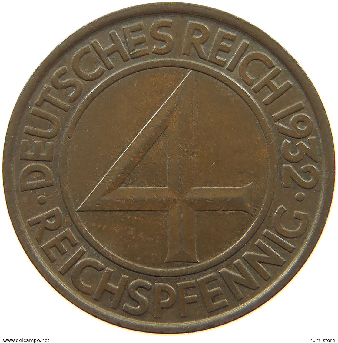 WEIMARER REPUBLIK 4 PFENNIG 1932 A  #c080 0487 - 4 Reichspfennig