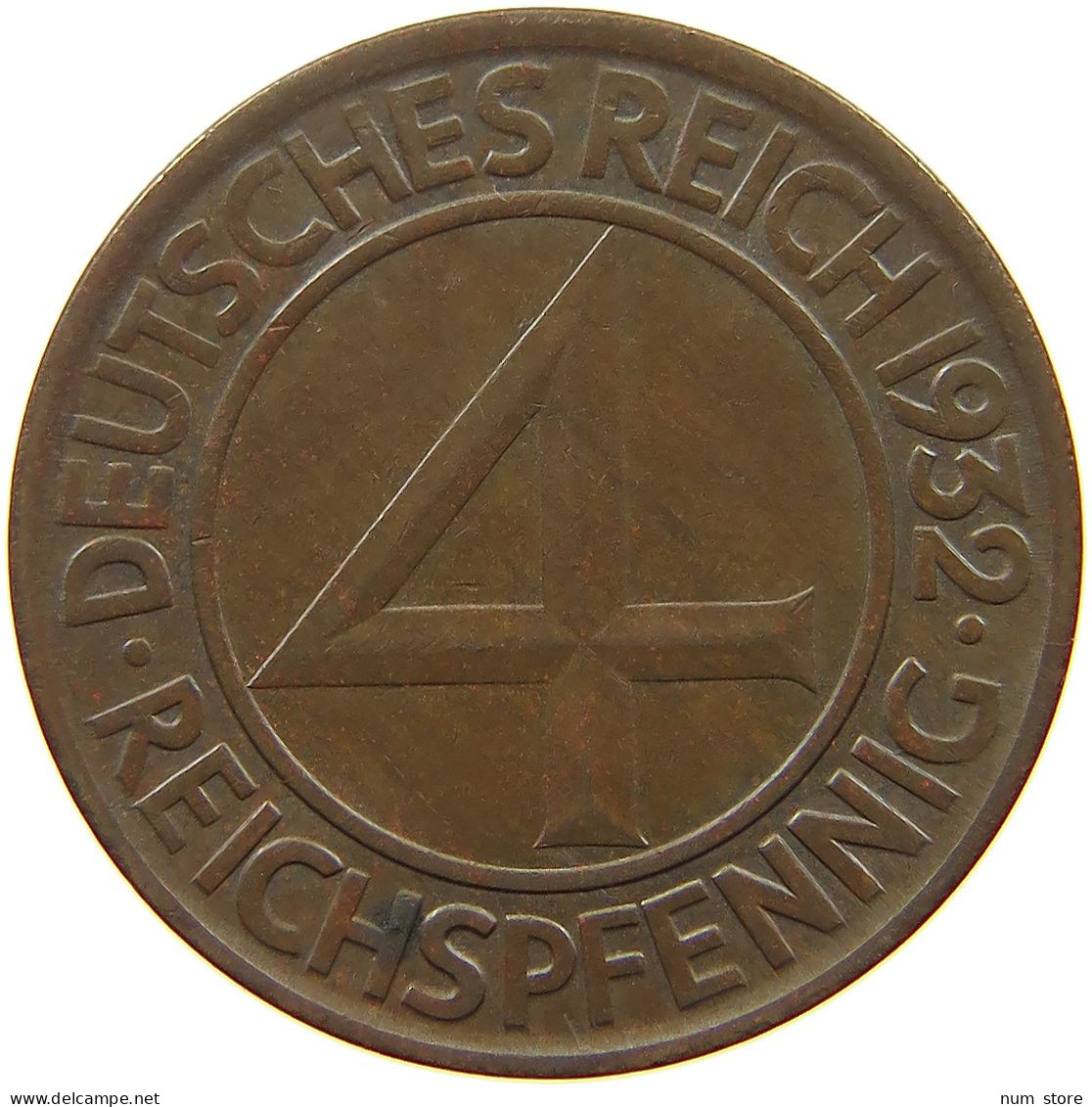 WEIMARER REPUBLIK 4 PFENNIG 1932 A  #a095 0377 - 4 Reichspfennig