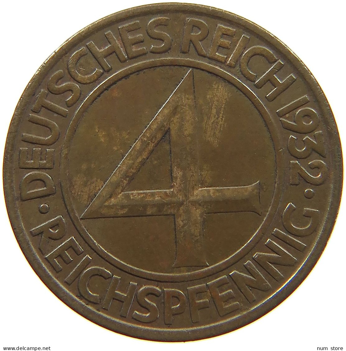 WEIMARER REPUBLIK 4 PFENNIG 1932 A  #c020 0345 - 4 Reichspfennig