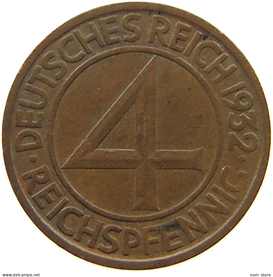 WEIMARER REPUBLIK 4 PFENNIG 1932 A  #a095 0379 - 4 Reichspfennig