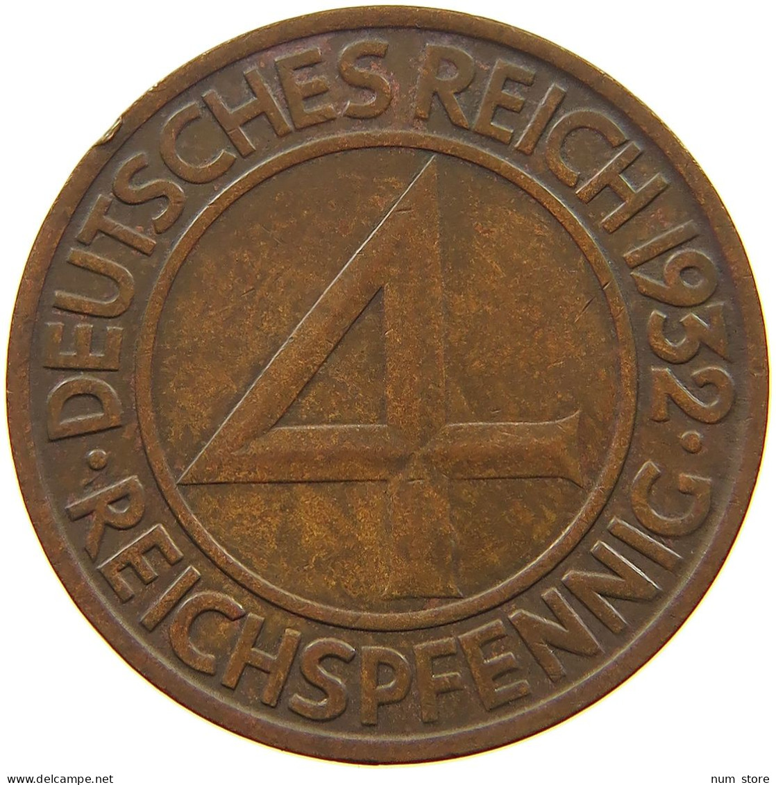 WEIMARER REPUBLIK 4 PFENNIG 1932 A  #a095 0375 - 4 Reichspfennig