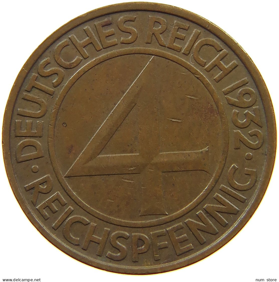 WEIMARER REPUBLIK 4 PFENNIG 1932 A  #a084 0531 - 4 Reichspfennig