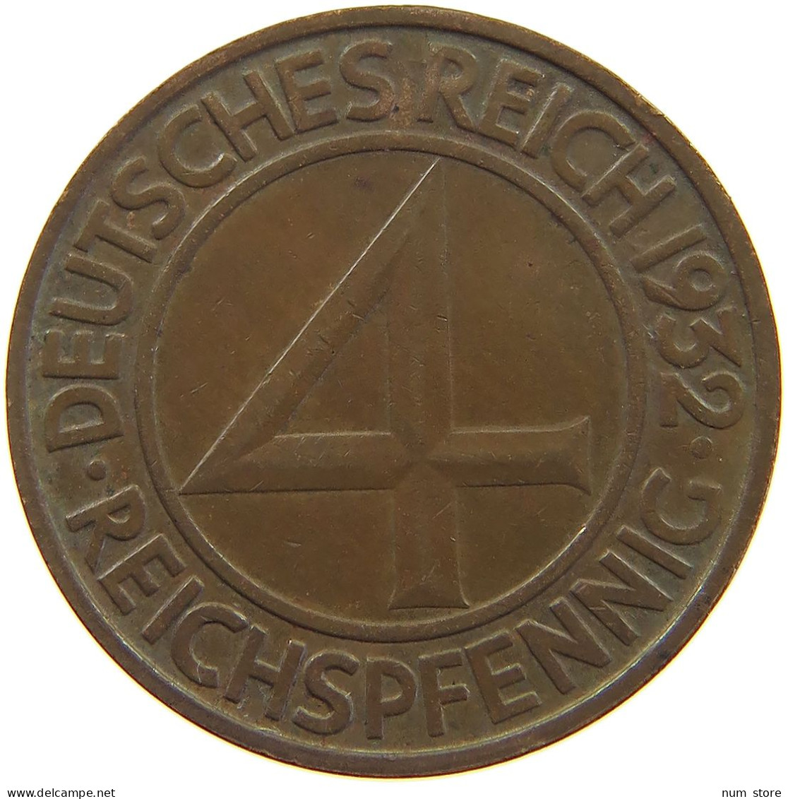 WEIMARER REPUBLIK 4 PFENNIG 1932 A  #a066 0391 - 4 Reichspfennig