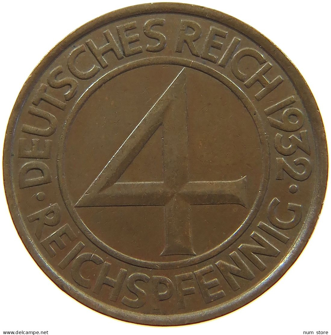 WEIMARER REPUBLIK 4 PFENNIG 1932 A  #a054 0517 - 4 Reichspfennig