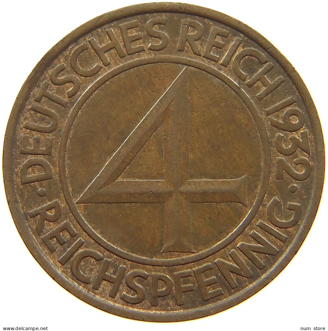 WEIMARER REPUBLIK 4 PFENNIG 1932 A  #a010 0629 - 4 Reichspfennig