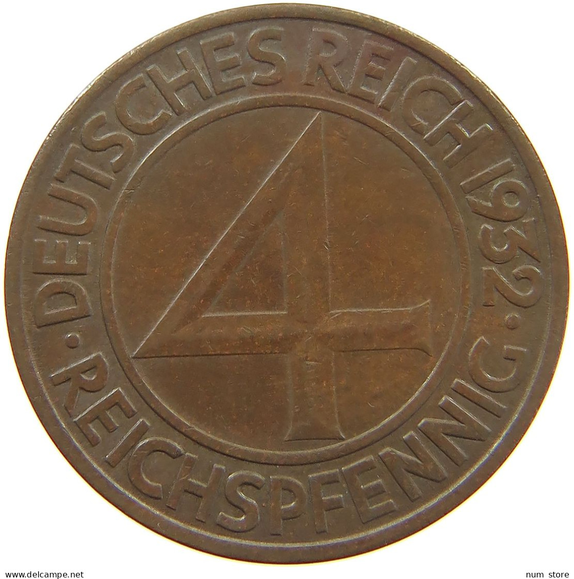 WEIMARER REPUBLIK 4 PFENNIG 1932 A  #a042 0295 - 4 Reichspfennig