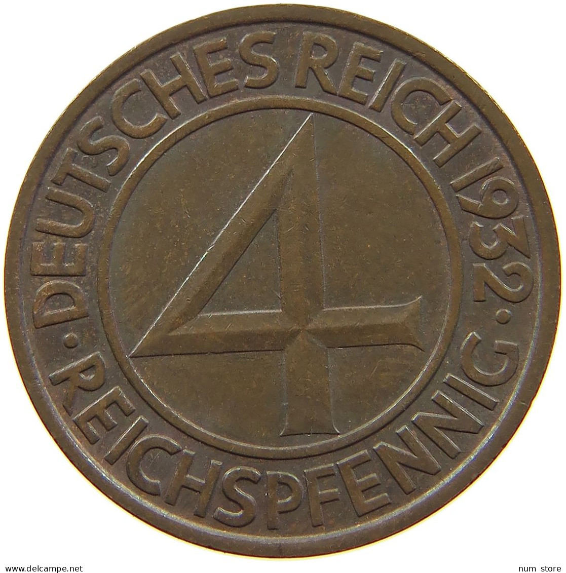 WEIMARER REPUBLIK 4 PFENNIG 1932 A  #a010 0631 - 4 Reichspfennig