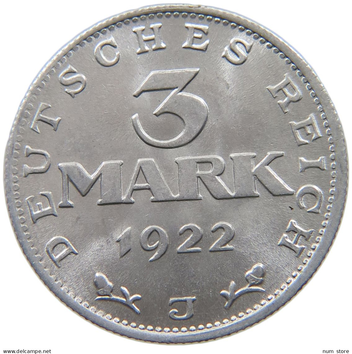 WEIMARER REPUBLIK 3 MARK 1922 J  #a051 0467 - 3 Mark & 3 Reichsmark