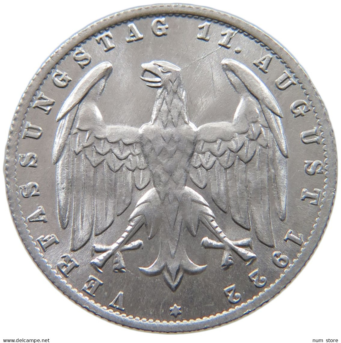 WEIMARER REPUBLIK 3 MARK 1922 J  #a051 0467 - 3 Mark & 3 Reichsmark