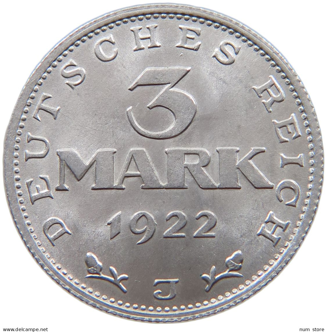 WEIMARER REPUBLIK 3 MARK 1922 J  #a088 0345 - 3 Mark & 3 Reichsmark