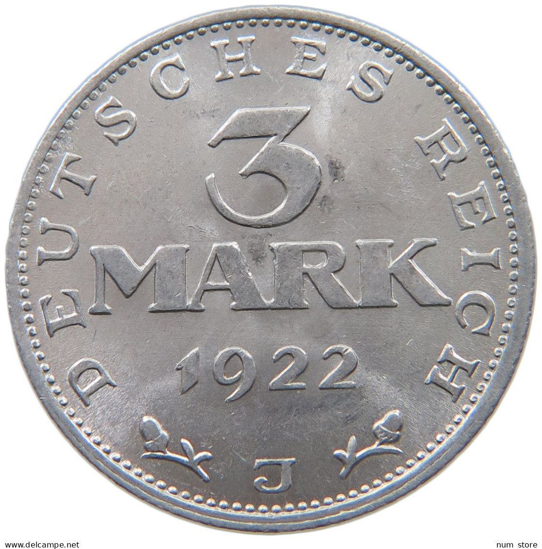 WEIMARER REPUBLIK 3 MARK 1922 J  #a051 0459 - 3 Marcos & 3 Reichsmark
