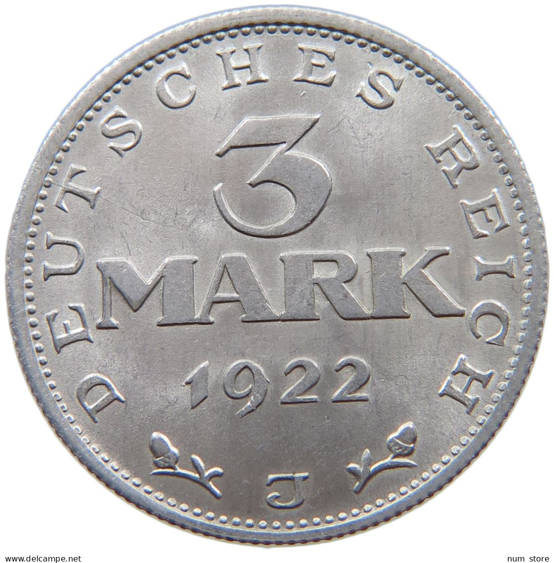 WEIMARER REPUBLIK 3 MARK 1922 J  #a088 0337 - 3 Mark & 3 Reichsmark