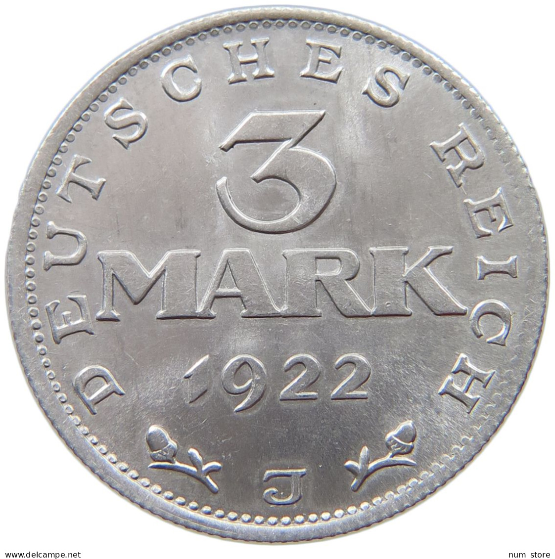 WEIMARER REPUBLIK 3 MARK 1922 J  #a021 1093 - 3 Mark & 3 Reichsmark