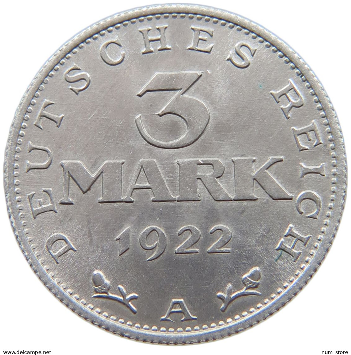 WEIMARER REPUBLIK 3 MARK 1922 A  #a070 0559 - 3 Mark & 3 Reichsmark