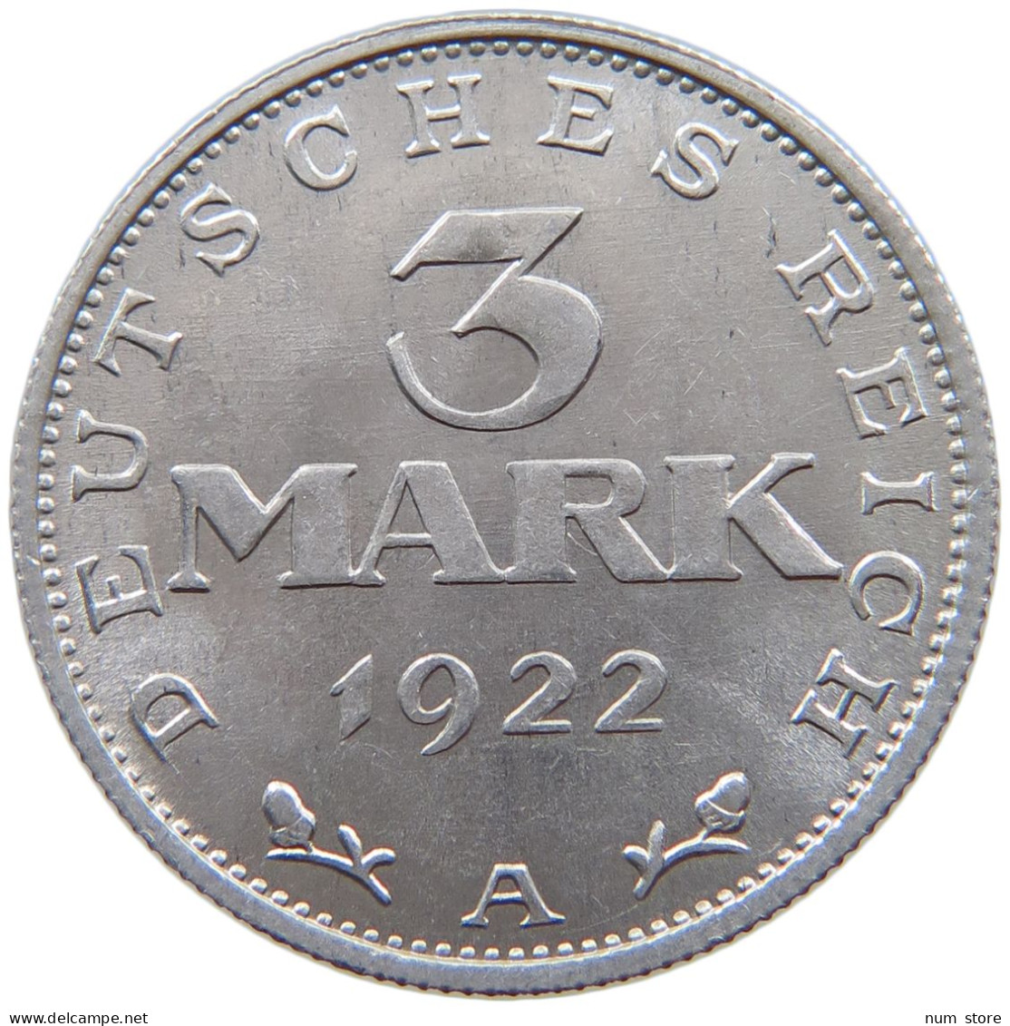 WEIMARER REPUBLIK 3 MARK 1922 A  #a070 0553 - 3 Mark & 3 Reichsmark