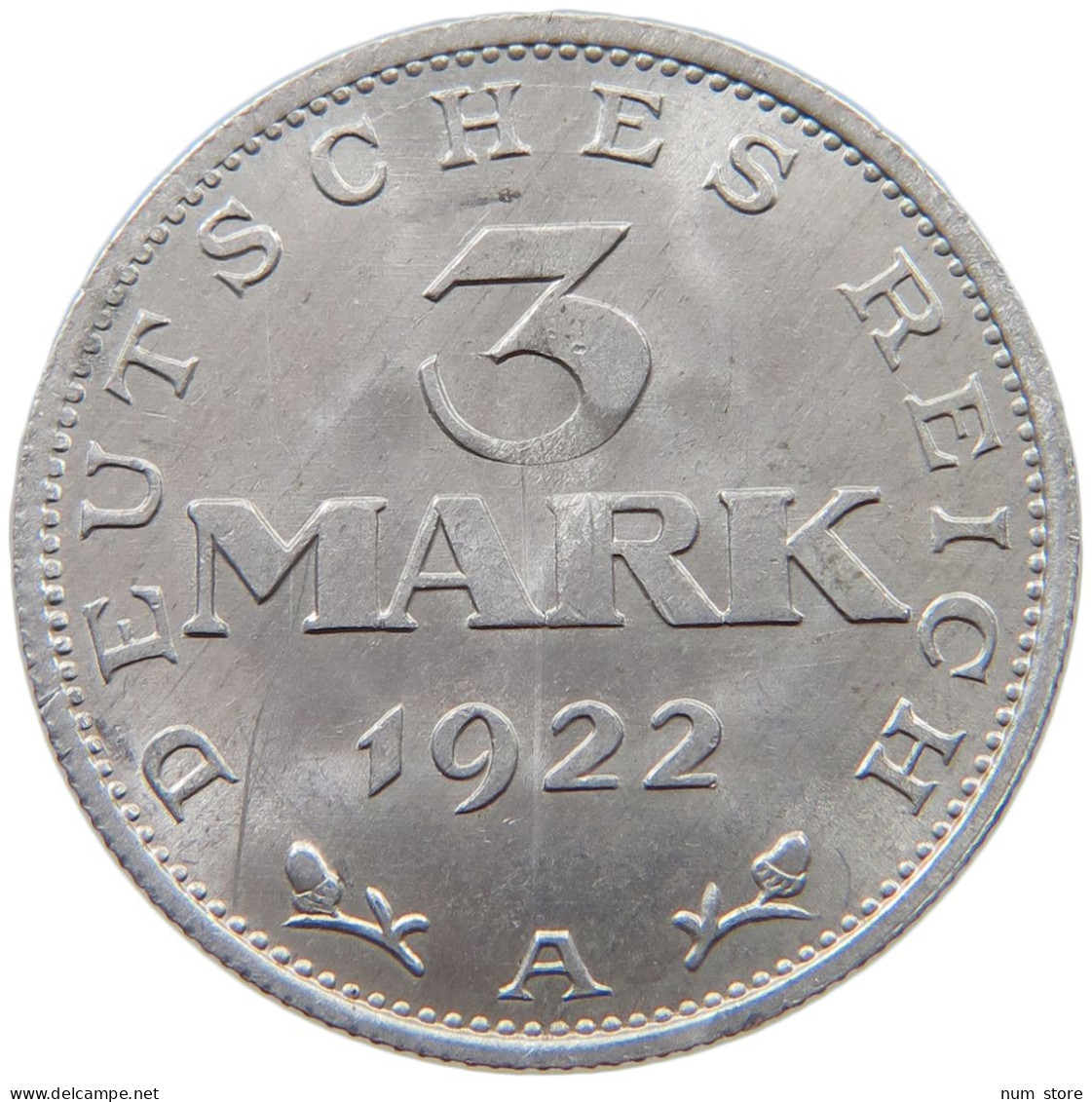 WEIMARER REPUBLIK 3 MARK 1922 A  #a053 0615 - 3 Mark & 3 Reichsmark