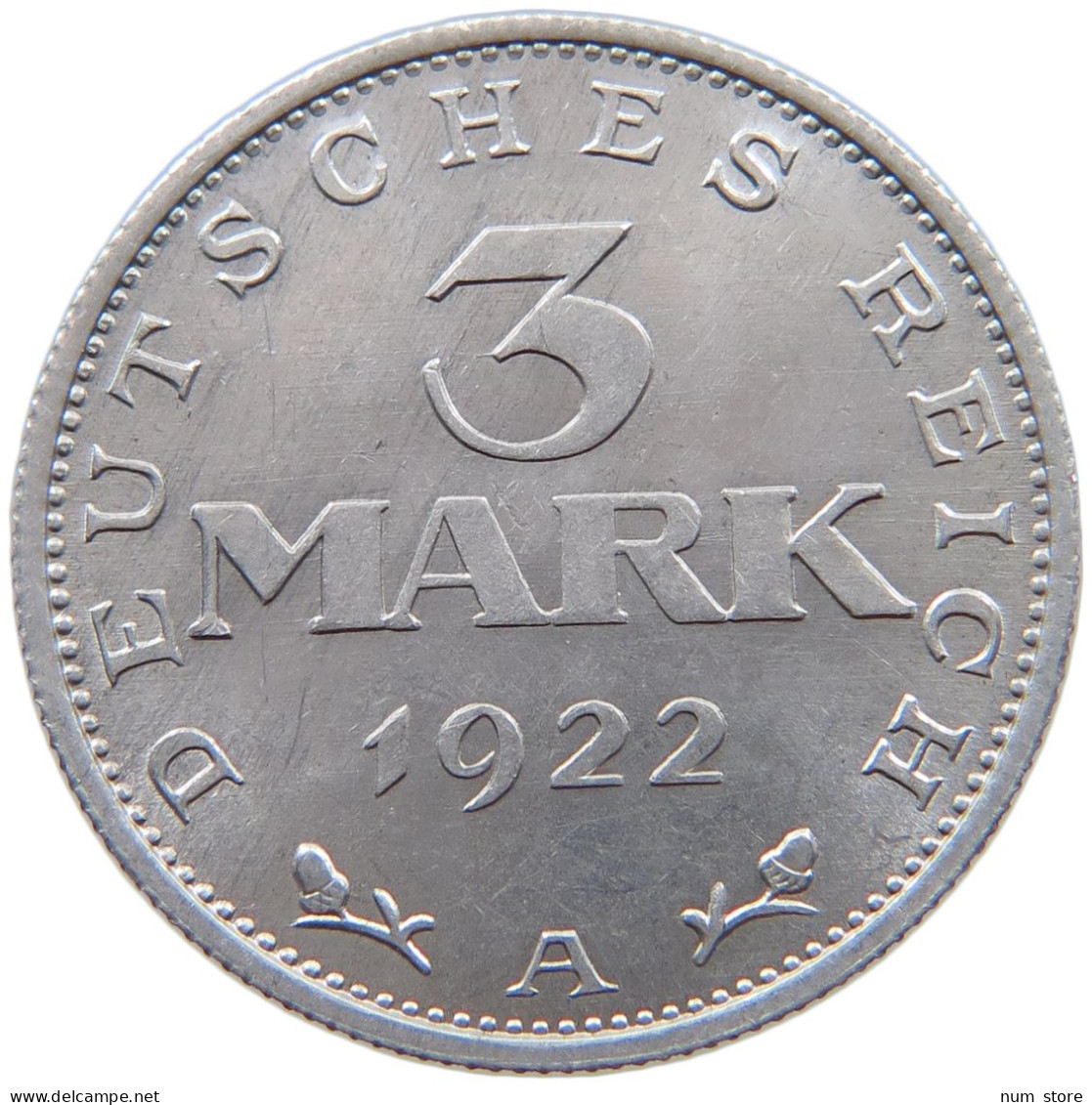 WEIMARER REPUBLIK 3 MARK 1922 A  #a070 0543 - 3 Mark & 3 Reichsmark