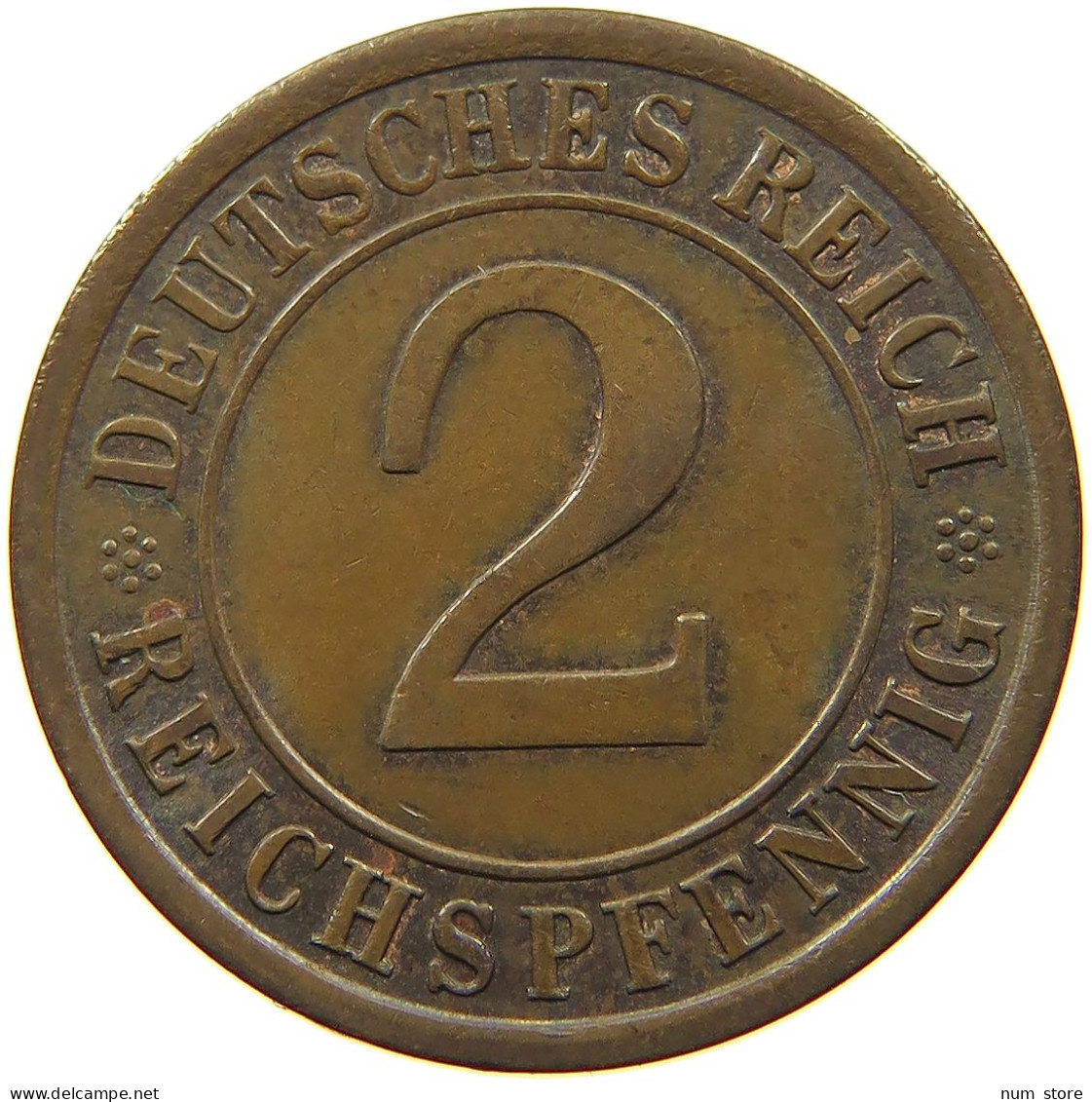 WEIMARER REPUBLIK 2 PFENNIG 1925 A  #a032 0321 - 2 Rentenpfennig & 2 Reichspfennig