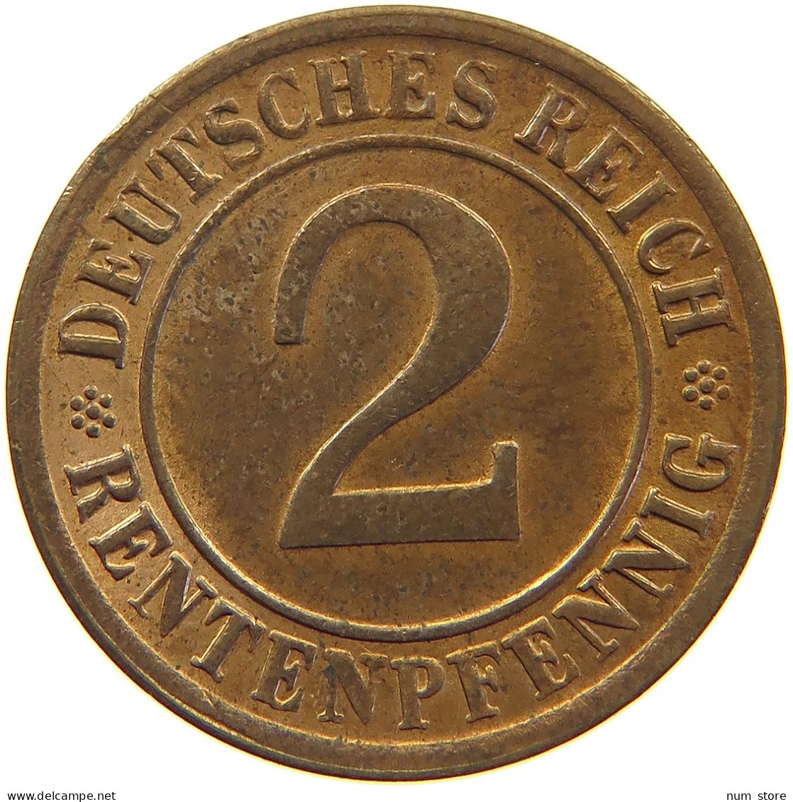 WEIMARER REPUBLIK 2 PFENNIG 1924 NO LETTER MINTING ERROR #c062 0221 - 2 Renten- & 2 Reichspfennig