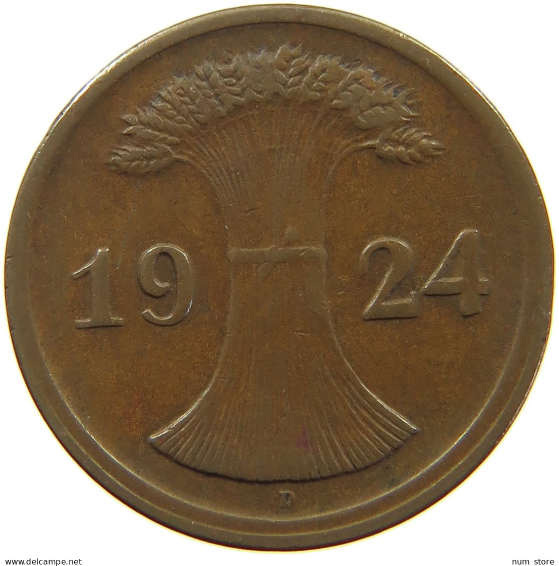 WEIMARER REPUBLIK 2 PFENNIG 1924 D EDGE ERROR #a074 0637 - 2 Rentenpfennig & 2 Reichspfennig