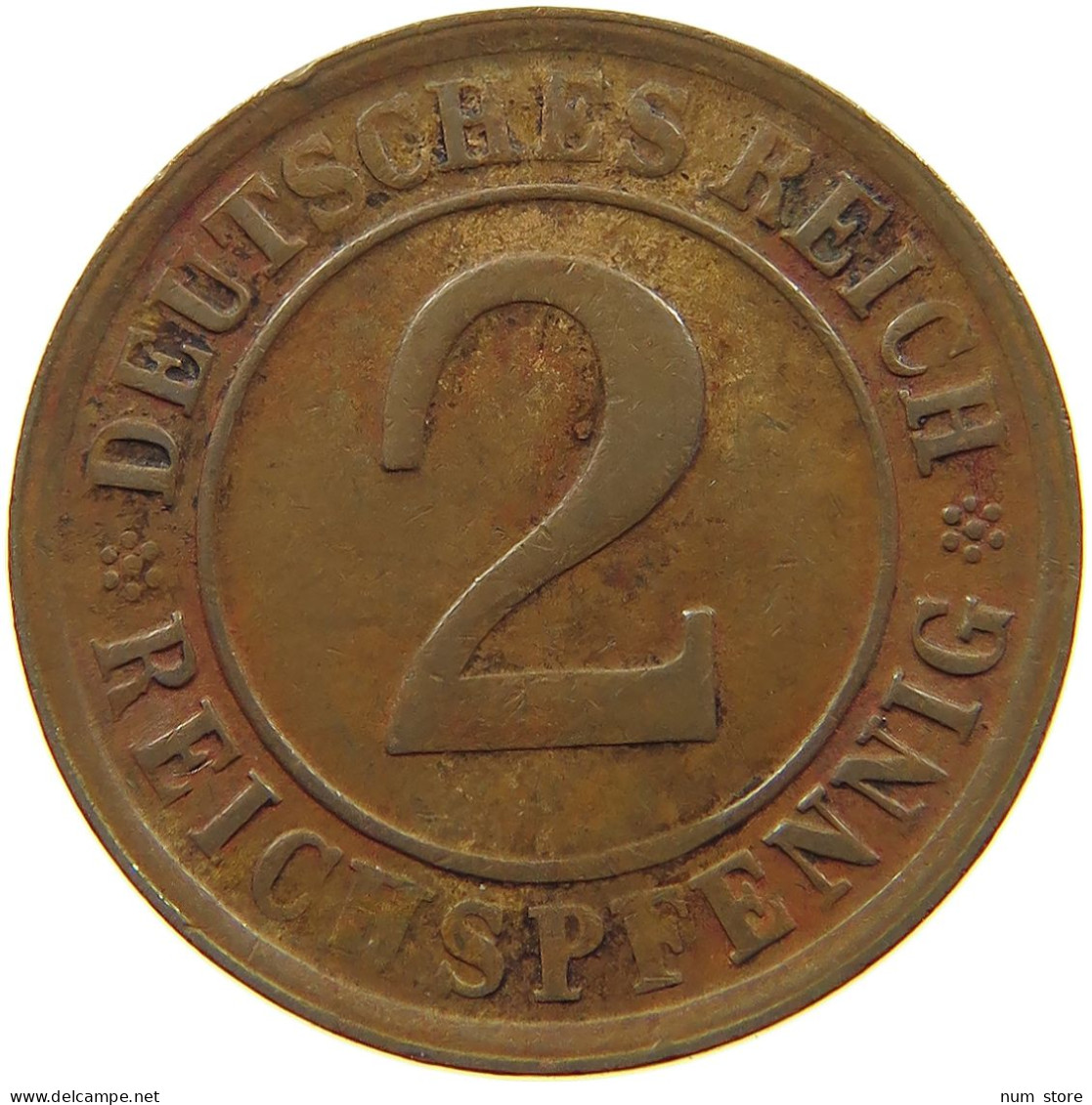 WEIMARER REPUBLIK 2 PFENNIG 1924 D DIE ERROR #a074 0605 - 2 Renten- & 2 Reichspfennig