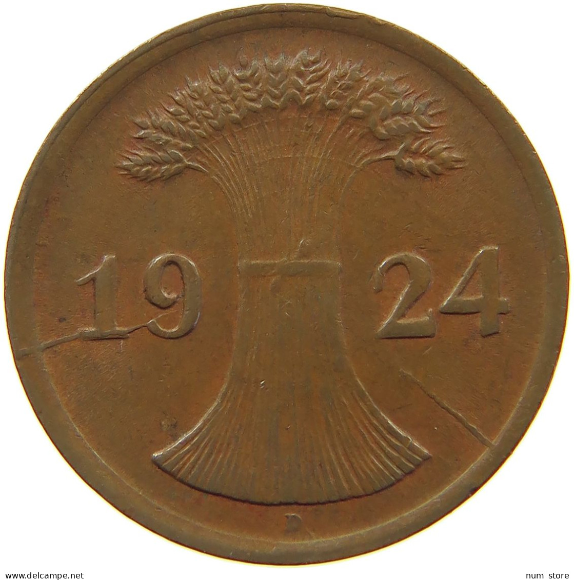 WEIMARER REPUBLIK 2 PFENNIG 1924 D DIE ERROR #a074 0605 - 2 Renten- & 2 Reichspfennig