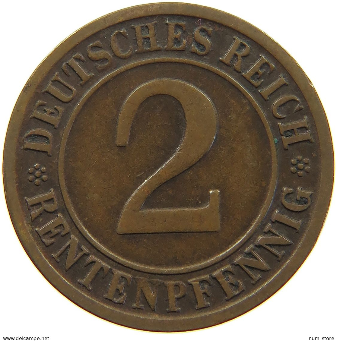 WEIMARER REPUBLIK 2 PFENNIG 1924 D DIE ERROR #a074 0639 - 2 Rentenpfennig & 2 Reichspfennig