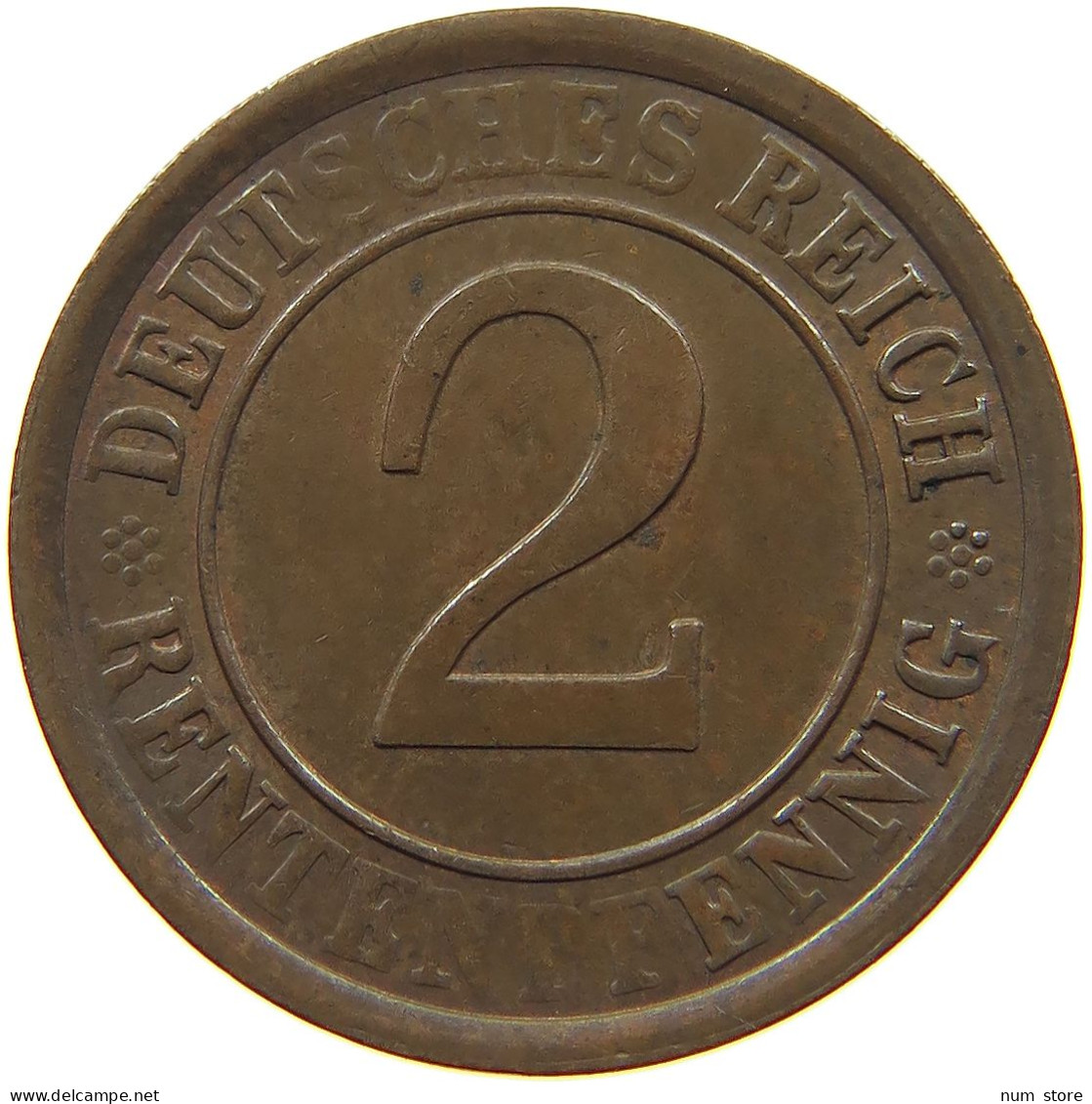 WEIMARER REPUBLIK 2 PFENNIG 1924 A PRÄGESCHWÄCHE #t157 0067 - 2 Renten- & 2 Reichspfennig