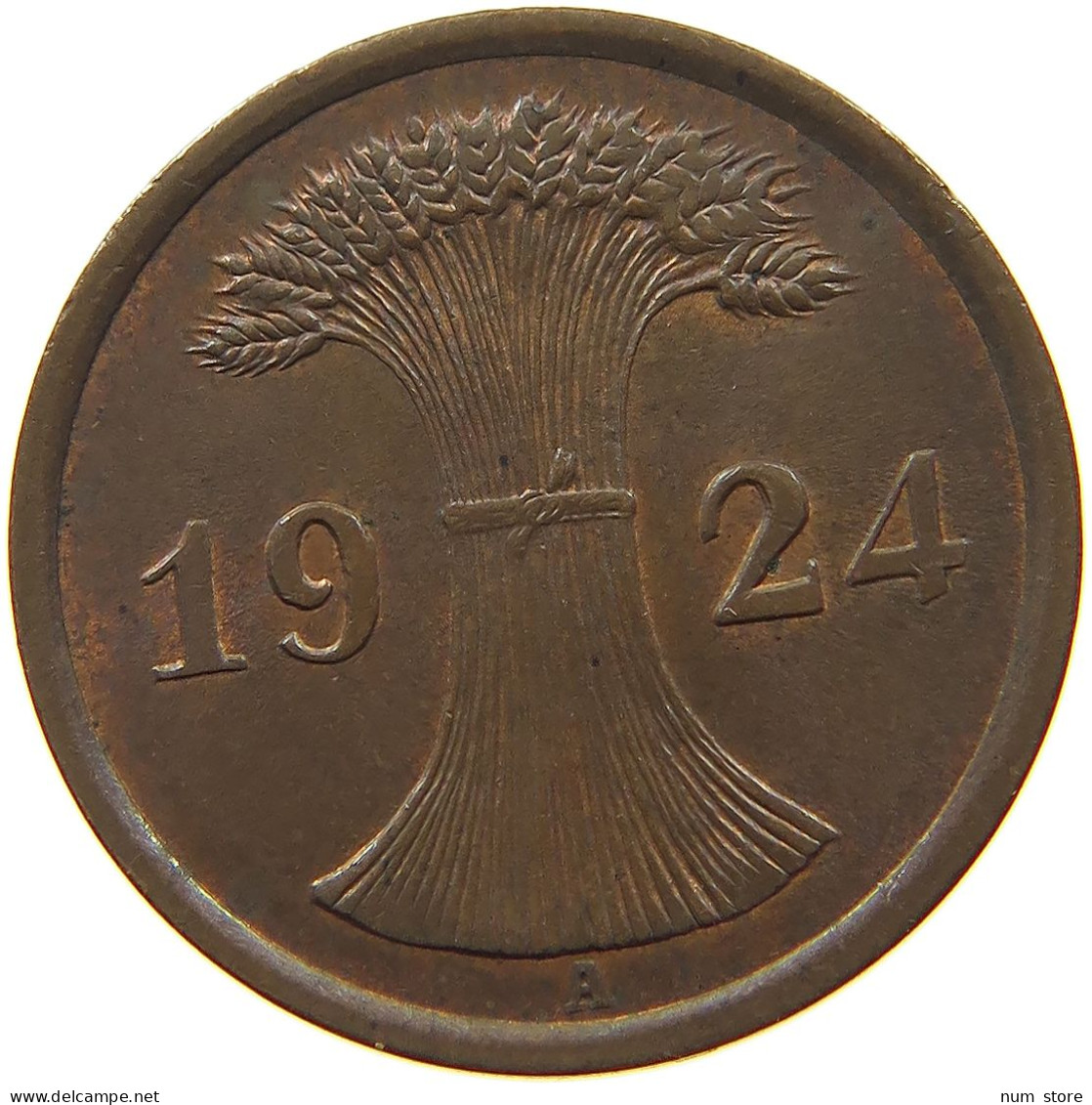 WEIMARER REPUBLIK 2 PFENNIG 1924 A PRÄGESCHWÄCHE #t157 0067 - 2 Rentenpfennig & 2 Reichspfennig