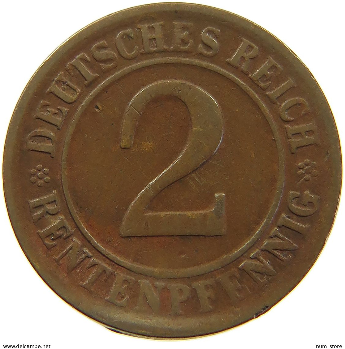 WEIMARER REPUBLIK 2 PFENNIG 1924 D DIE EEROR #a074 0665 - 2 Rentenpfennig & 2 Reichspfennig