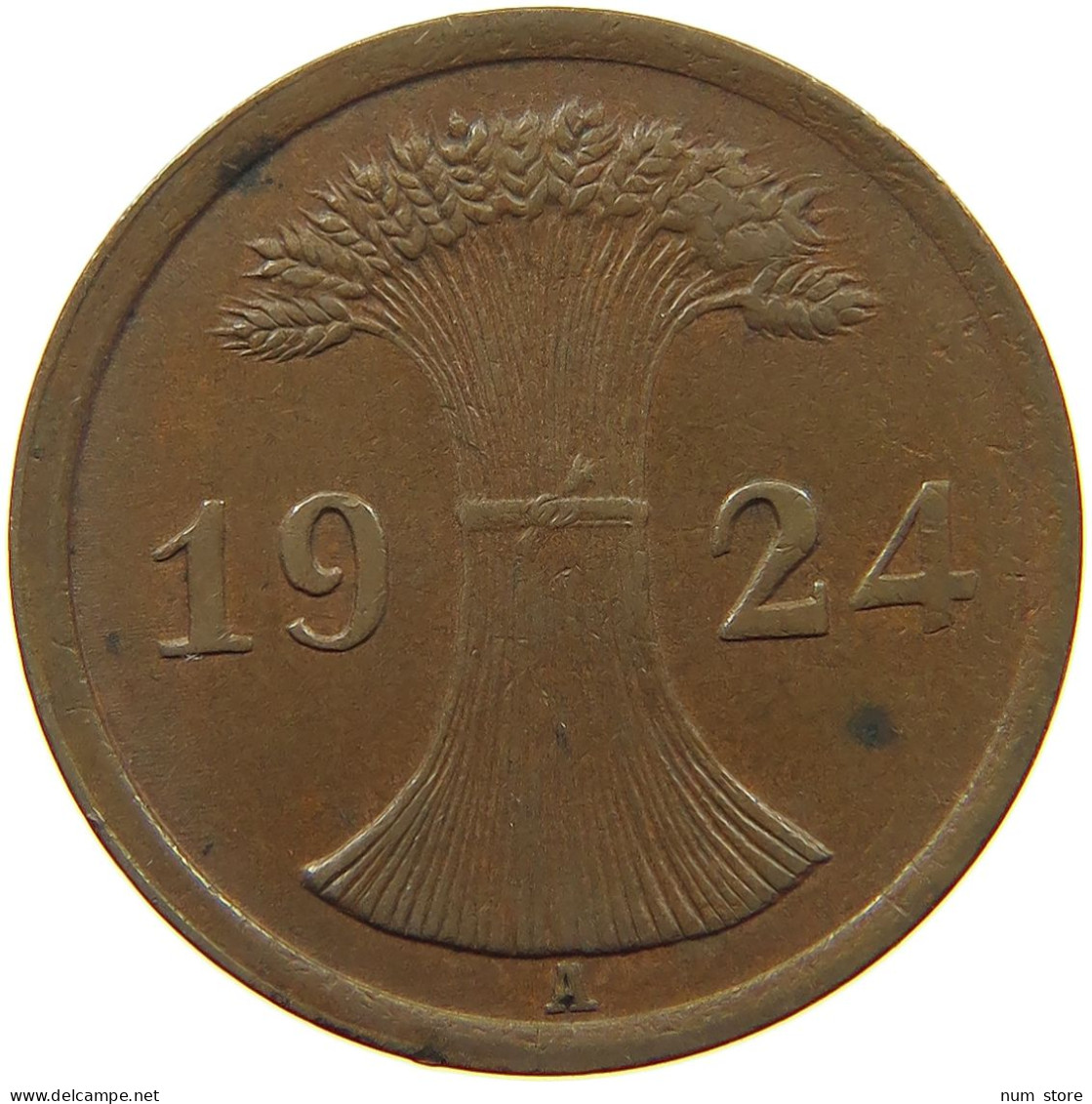 WEIMARER REPUBLIK 2 PFENNIG 1924 A EDGE ERROR #a074 0603 - 2 Rentenpfennig & 2 Reichspfennig